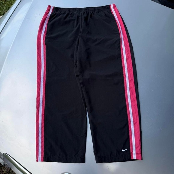 Early 2000s Y2K Youth Large (12-14)  Nike track pants in black and pink - Picture 1 of 8